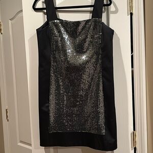 Black and silver sequin mini dress